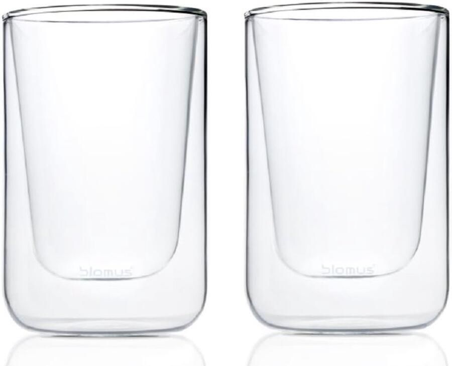 Blomus -NERO- set van 2 cappuccino-glazen van glas 250 ml inhoud dubbelwandig thermoglas zwevend zwevend effect vaatwasmachinebestendig (H x B x D: 11 5 x 7 5 x 7 5 cm glas 63654)