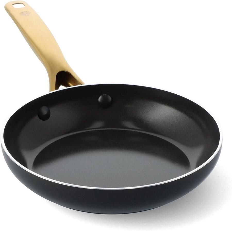 Blue Diamond Gold Koekenpan met Diamantinjectie Keramische Anti-aanbaklaag 20 cm PFAS-vrij Geschikt voor Inductie Vaatwasmachinebestendig Ovenbestendig Gouden Handgreep Zwart