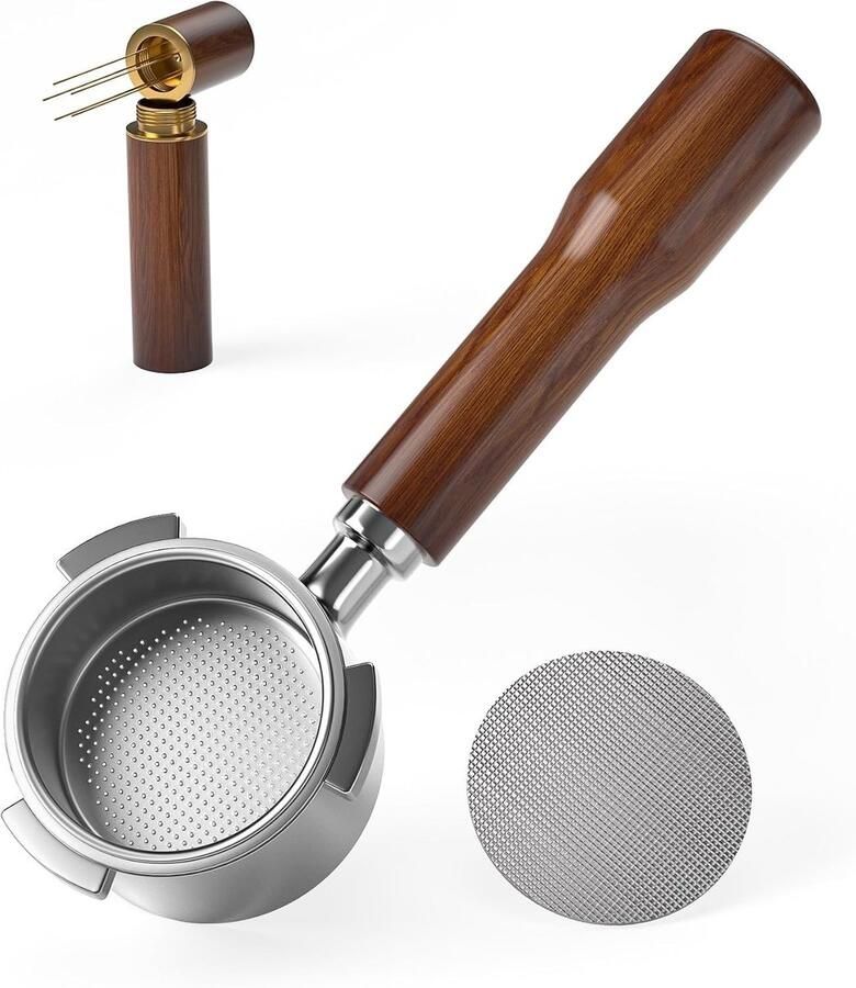 Bodemloze filterhouder 51 mm voor espresso compatibel met DeLonghi EC680 EC685 inclusief zeef en poederstrooier voor perfecte koffie-extractie