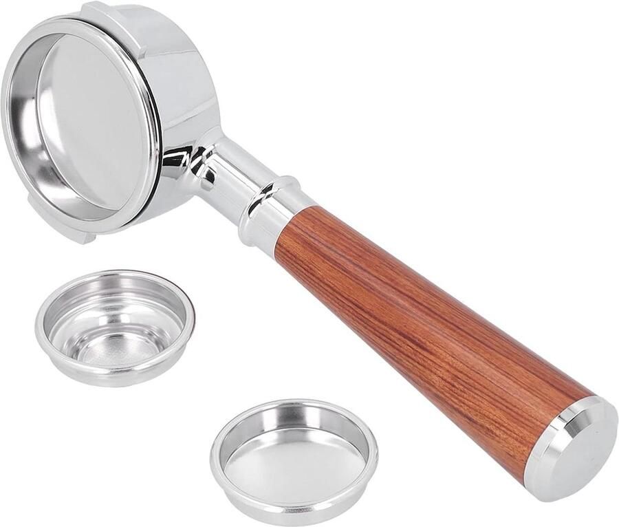 Bodemloze Handgreep Portafilter Espresso Bereiden Duurzaam Materiaal 58MM Houtkleur