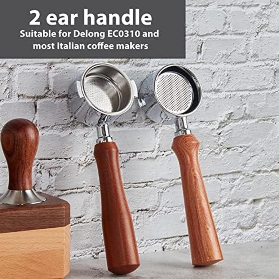 Bodemloze Portafilter 51 mm met Handvat voor EC0310 Koffiezetapparaten F Redwood Afwerking