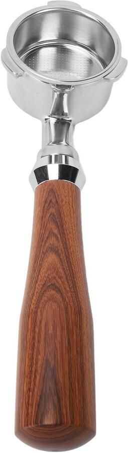 Bodemloze portafilter 51 mm van roestvrij staal met houten handvat voor koffiemachines professioneel accessoire voor barista's en koffieliefhebbers