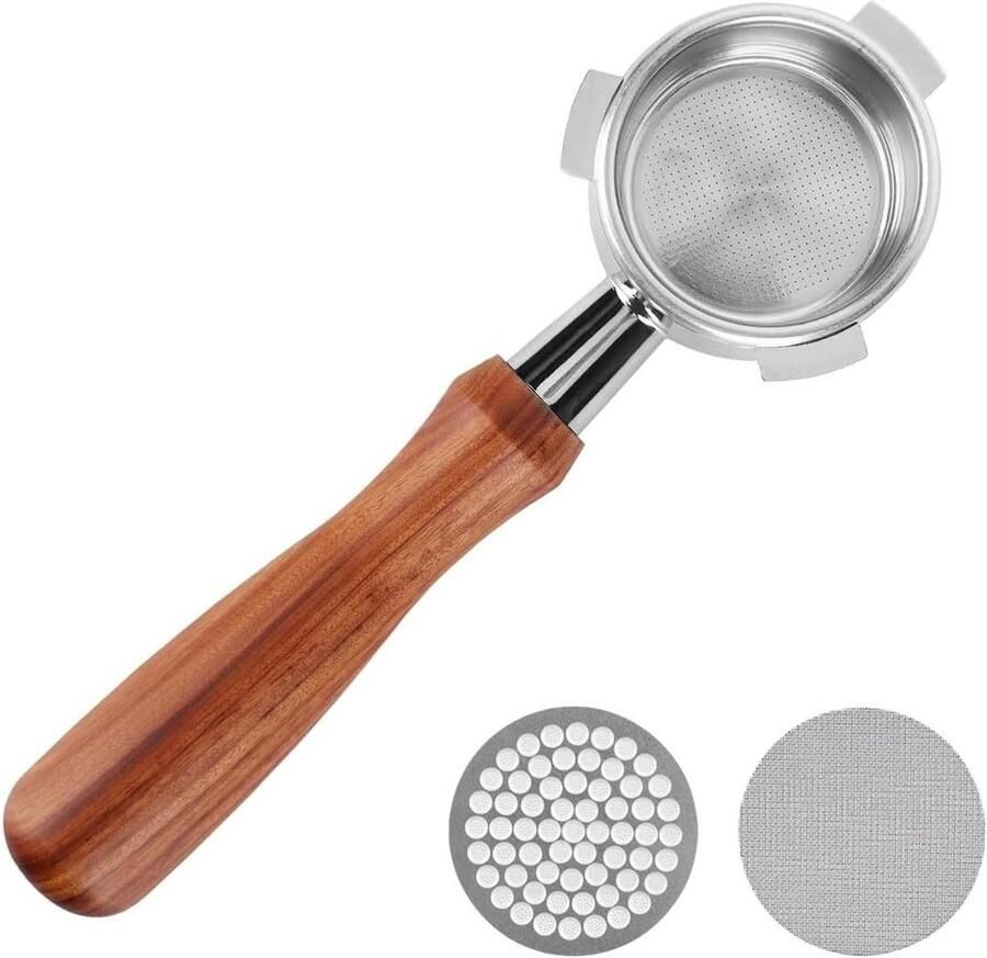 Bodemloze Portafilter Filterhouder Espresso Zetten Observeer Extractie 54 mm Zilver