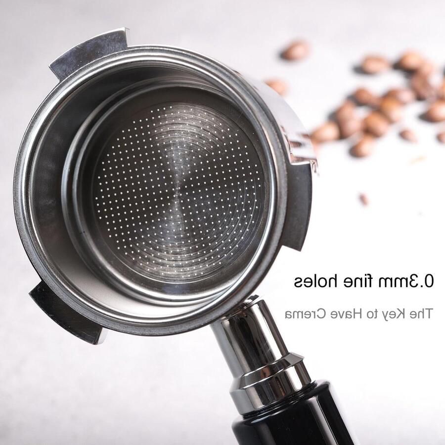Bodemloze Portafilter Filterhouder Koffiezetapparaat Koffie Zetten 3 Oren Ontwerp 51 mm Zilver