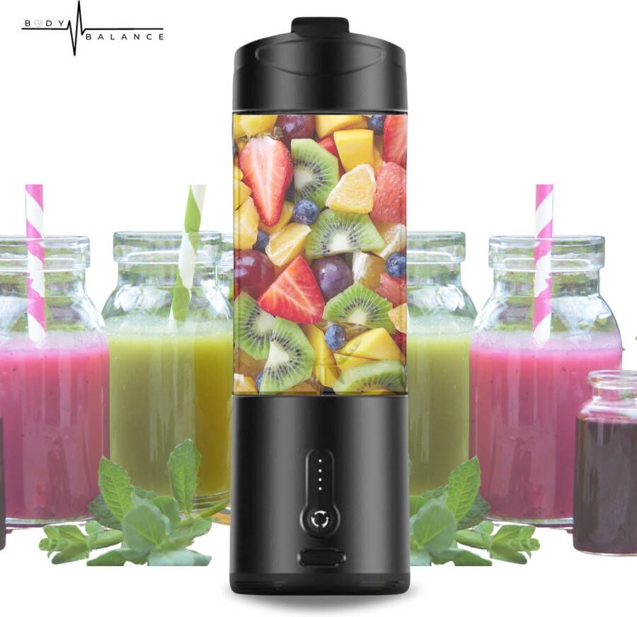 BodyBalance Draagbare Blender To Go Mini Blender Smoothie- Draadloos Zwart 630ML Portable - Foto 3