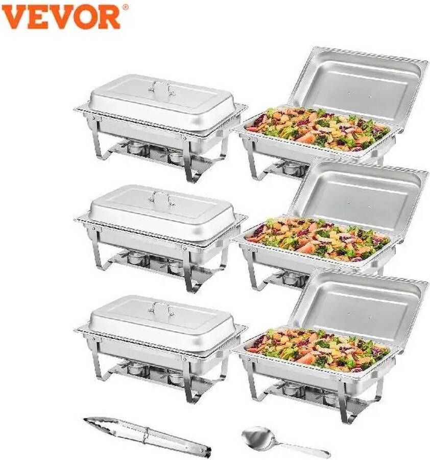 Bolmans Bak Catering Warmer Buffet Bak Buffet Warmer Serveerschaal Catering Warmhoudbakken Opvouwbaar Standaard Warm Koud Zilver 2 Stuks