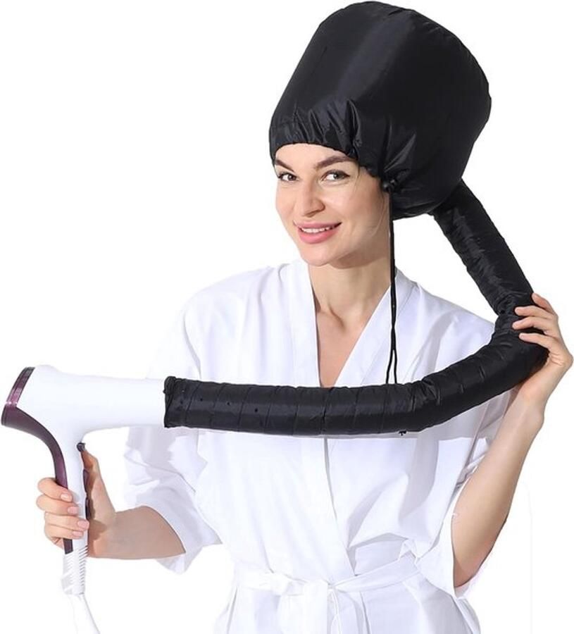 Bonnetkap Haardroger Extra grote Afzuigkap Verstelbare Föhn-opzetstuk Droogwarmtekap Verdampingskap Droogkap met Elastische Band Voor natuurlijke krullende textuur haarverzorging Sneldrogend Styling Zwart