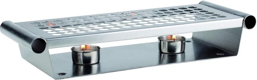 Bord Verwarmer Voedselwarmer Buffet Warm Houden Twee Lampen 34 x 13 x 6 cm Zilverkleurig