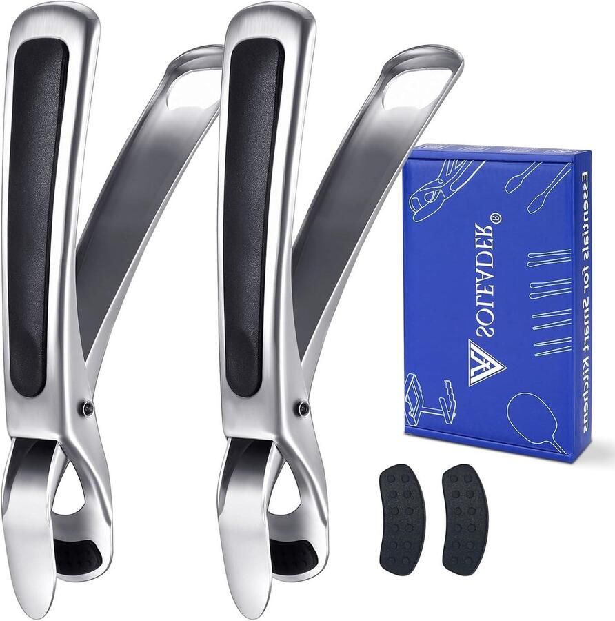 Borden Grijper Pan Lifter Hete Borden Verwijderen Anti-slip Siliconen 2 Stuks Zilver