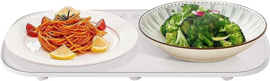 Bordenwarmer Elektrisch Warmhoudplaat Voedsel Eten Warm Houden Uniforme Warmte 30x18cm Wit