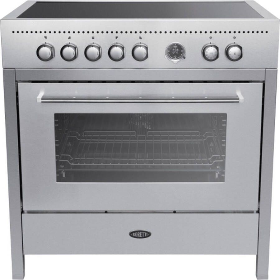 BORETTI CRI915IX Inductiefornuis 90cm 5 zones + Flex Enkele oven 89L IX