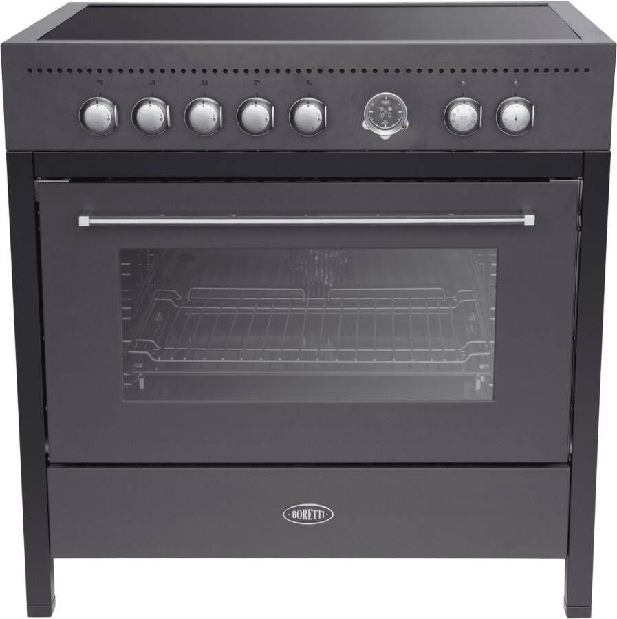 Boretti CRI915MAT Inductiefornuis 90cm 5 zones + Flex Enkele oven 89L AN