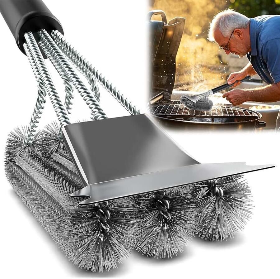 Borstel met Scraper Roestvrij staal Barbecue Borstel Voor het Schoonmaken van Grids Outdoor Oven