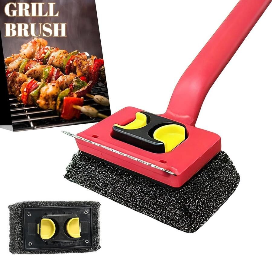 Borstelloze Grillreiniger Zwart Stoomgrillborstel met Vervangbare Kop Voor Gas Houtskool en Keramiek Grills
