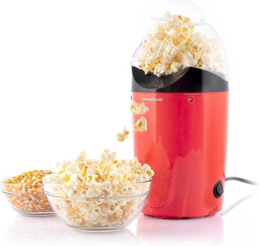 BORVAT Popcorn Maker 1200W Klaar in 2 Minuten Zonder Vet Met 4 Afneembare Bakjes Popcornmachine Rood – Voor Gezonde Snackmomenten