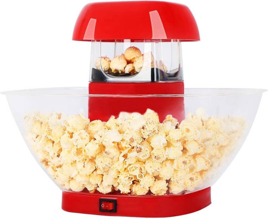 BORVAT Popcornmachine Zonder Olie Hete Lucht Systeem Gezonde Snackmaker voor Gezin & Kinderen Rood