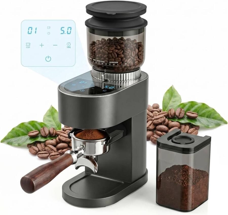 Bostar Elektrische koffiemolen met 60 maalstanden led-touchscreen koffiemolen voor espresso filterkoffie Franse ShopVlot