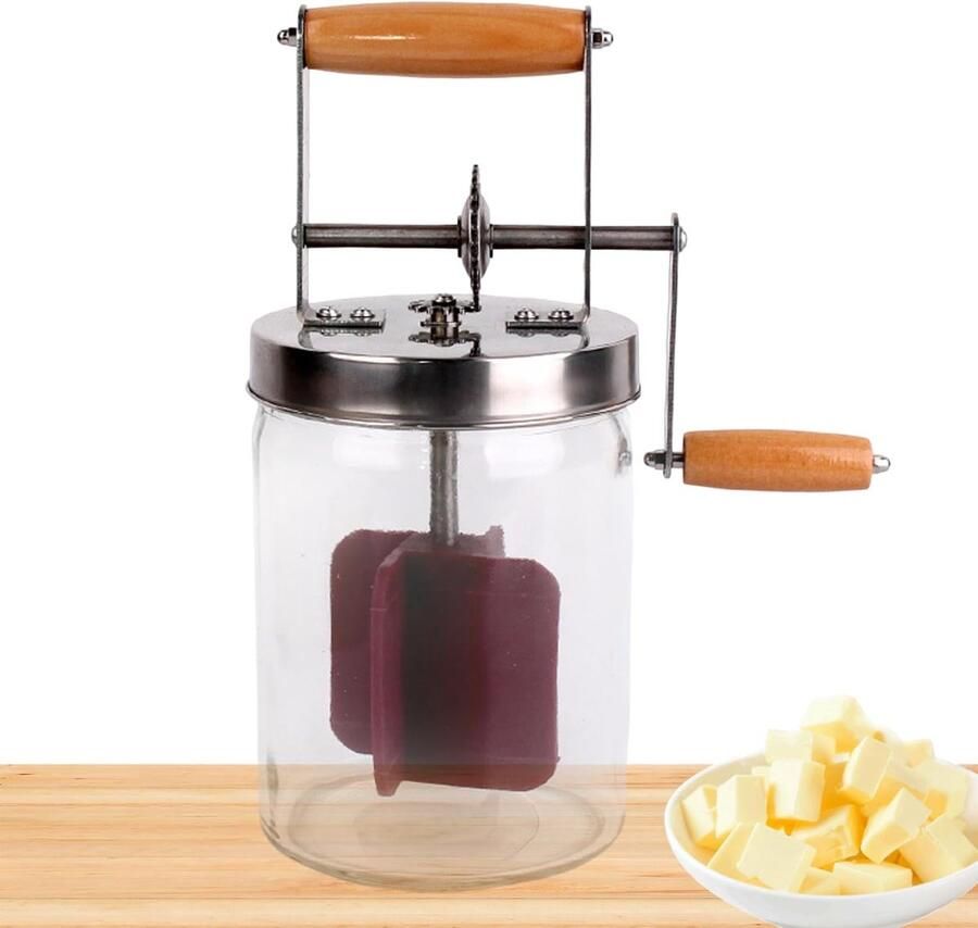 Boter Maker Keuken Tool Zelf Boter Maken Handslinger Ontwerp 24 cm Hoog Zilver Hout