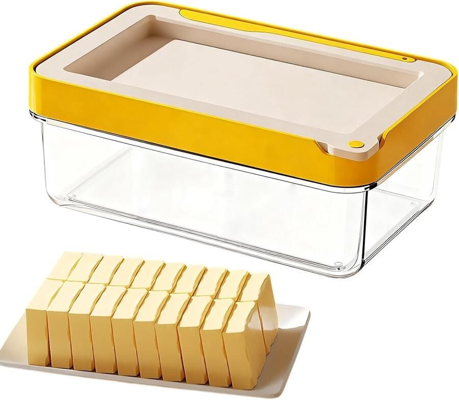 Botercontainer Met Snijder Boterdoos Opslag Boter Serveren Gelijkmatig Snijden 15.5cm Lengte Geel