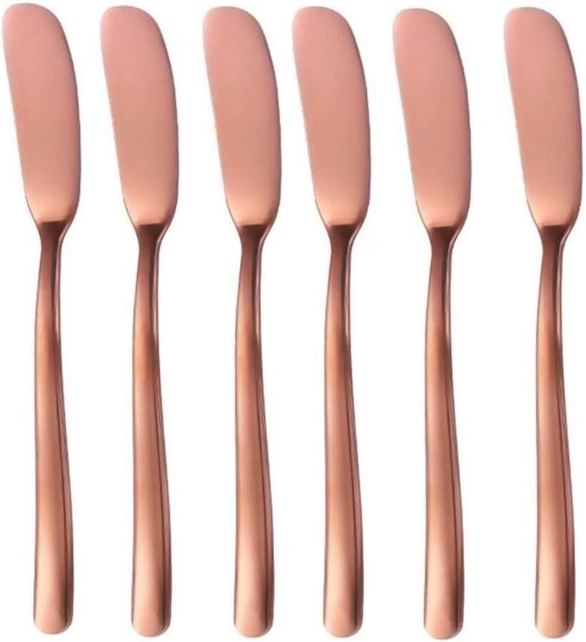 Botermessen Set Kaasmessen Tafelbestek Brood Beleg Smeren Vaatwasmachinebestendig 6 Stuks Rosé Goud