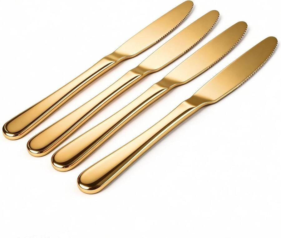 Botermessenset Tafelmessen Brood Beleg Matte afwerking 4 stuks Goudkleurig