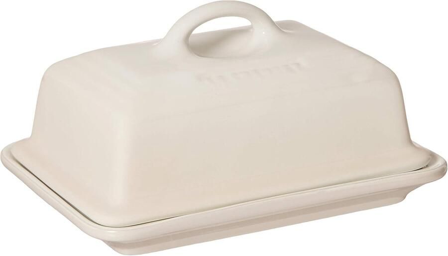 Botervloot Aardewerk Boterbakje Serveerschaal Boter Vers Houden Magnetron Geschikt 17x12.5x9cm Off-white