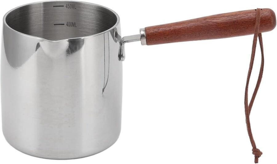 Boterwarmer 450 Ml Turkse Koffiepot Grieks Koffiezetapparaat Mini-thee Chocoladesmeltpot Kleine Sauspan voor Fornuis met Houten Handvat