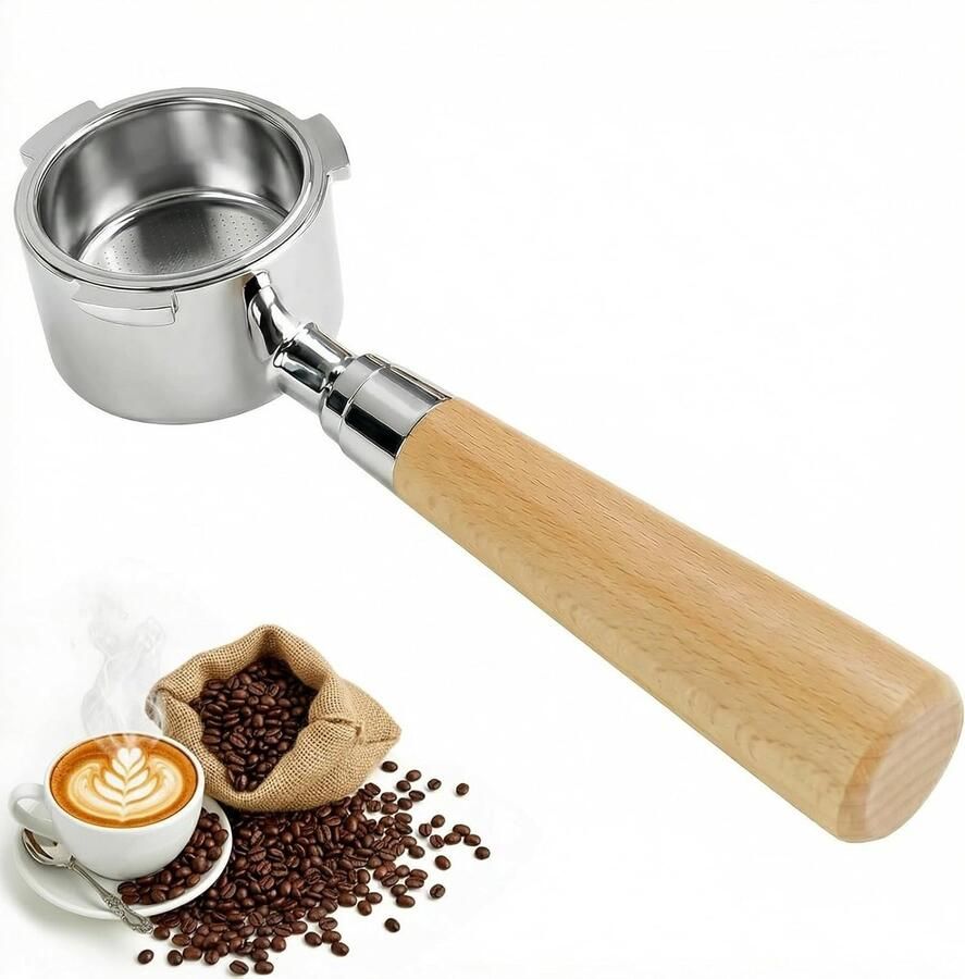 Bottomless strainer carrier 51 mm voor Dedica EC680 EC685 EC885 SMEG koffiemachine roestvrij staal filterhouder met houten handvat herbruikbaar filtermandje voor espresso en barista-ervaring