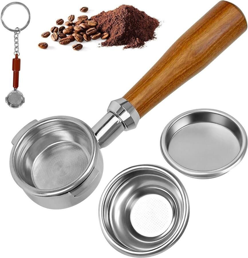 Bottomless Filterdrager Set 58mm voor E61 Groep Geschikt voor Espresso Machines zoals ECM Rocket en Sanremo