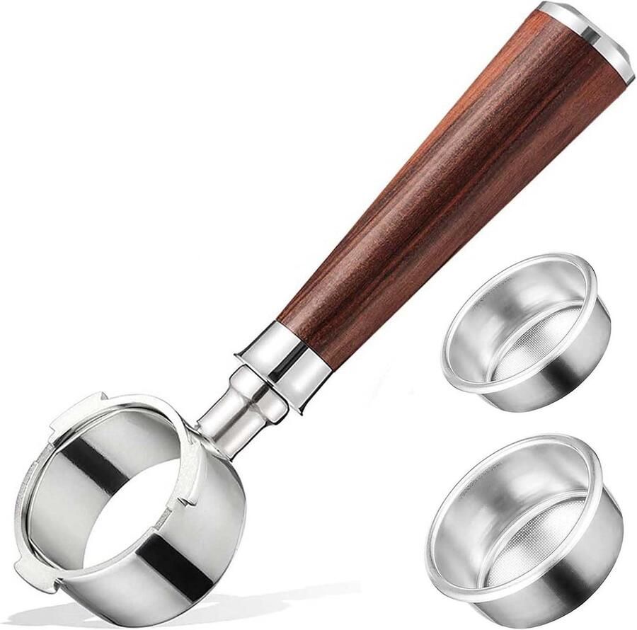 Bottomless porta filter 51 mm met 3 oren voor DeLonghi Dedica roestvrijstalen zeef met rode handgreep ideaal voor espresso en barista-ervaring