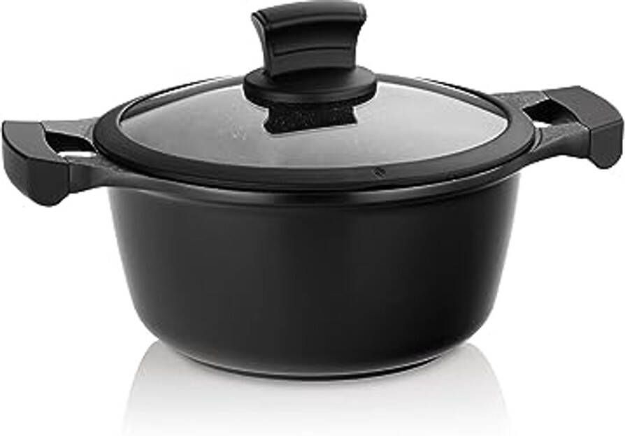 Braadpan 20 cm met glazen deksel en antiaanbaklaag Geschikt voor inductie en alle kookplaten