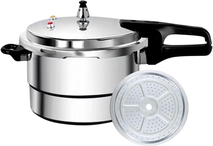Braadpan 7 Liter Snelkookpan Staal Gelijkmatig Koken Universele Verwarmingsbasis 28 x 211 x 28 cm Zilverkleurig