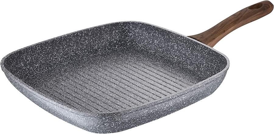 Braadpan Aluminium Gegoten Pan Gelijkmatig Garen Geschikt Voor Inductie 28x28cm Grijs