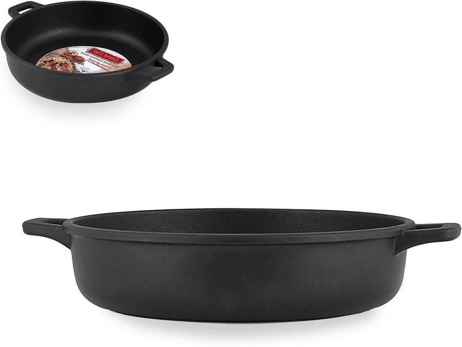 Braadpan Aluminium Koekenpan Grillpan Koken en Bakken Antiaanbaklaag 28 cm Zwart