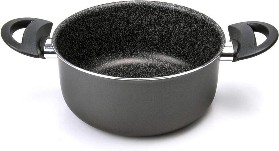 Braadpan Aluminium Koekenpan Stoofpan Bakken en Braden Artech Steen Effect 22 cm Zwart