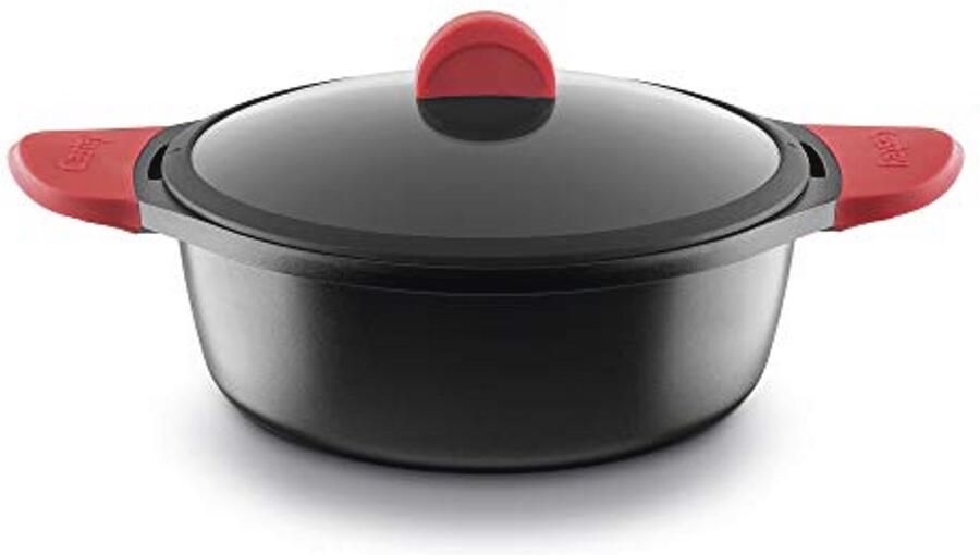 Braadpan Aluminium Kookpan Langzaam Garen Geïntegreerde Handgrepen 24 cm Zwart