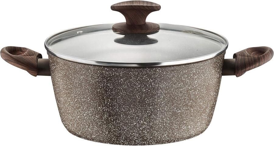 Braadpan Aluminium Kookpan Steenlook Gezond Koken Anti-aanbaklaag 24 cm Zwart