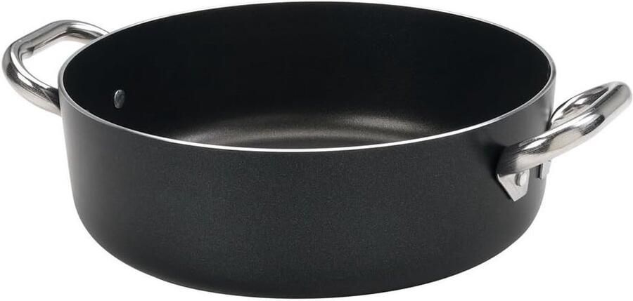 Braadpan Aluminium Sauspan Kookpan Koken in Keuken Met 2 Handgrepen 32 cm Diameter Zwart