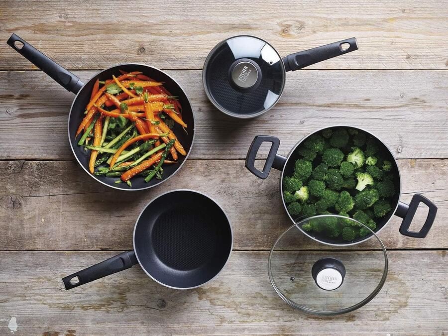 Braadpan Antiaanbaklaag Koekenpan Lekker Koken Temperatuur Indicator 20 cm Zwart