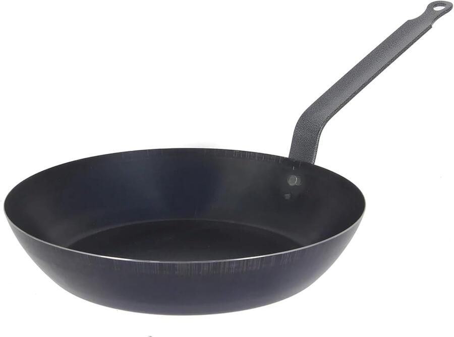 Braadpan Coupe Koekenpan Gerechten Bereiden Gebogen staalrand 24 cm Zwart