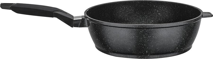 Braadpan Diepe pan Vetarm koken Titanium antiaanbaklaag 24 cm Zwart