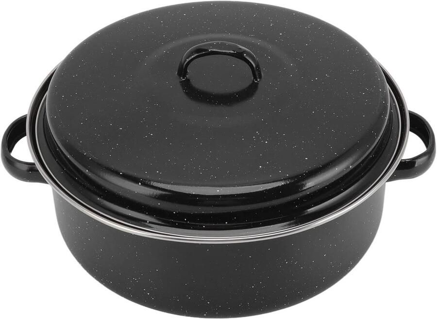 Braadpan Emaille Gietijzeren pan Veelzijdig koken Antiaanbaklaag 38.4 oz capaciteit Zwart