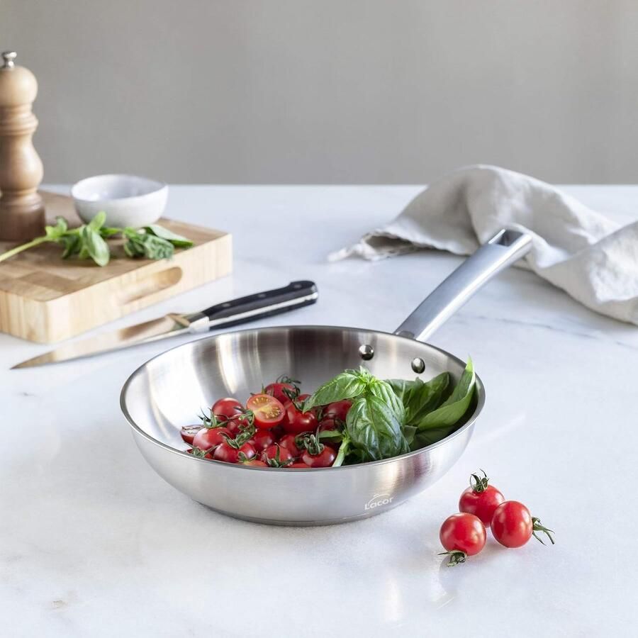 Braadpan Foodie Koekenpan RVS Gezond Koken PFOA Vrij 26 cm Grijs