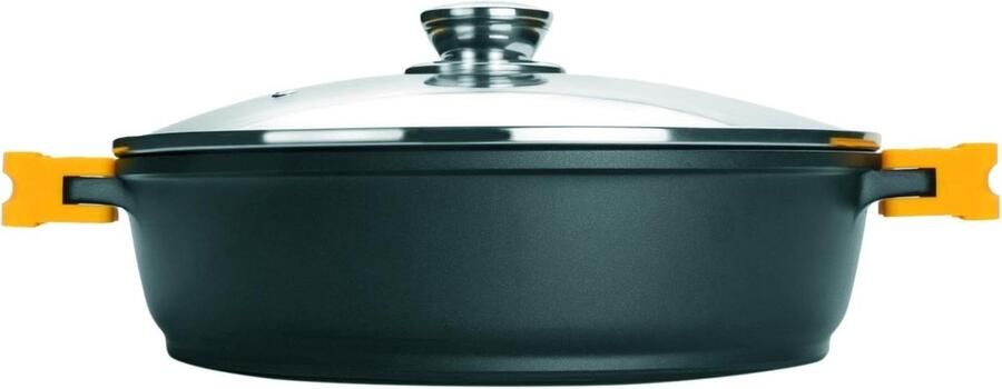 Braadpan Gegoten Aluminium Stoofpan Koekenpan Langzaam Garen Volledige Inductie Bodem 30 cm Zwart