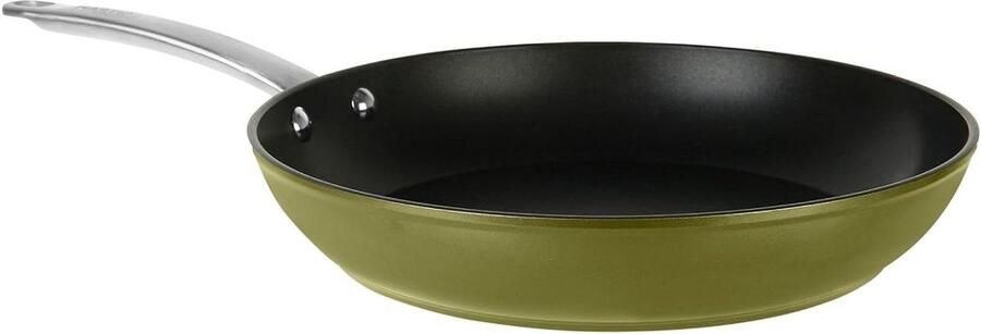 Braadpan Gerecycled Aluminium Koekenpan Antiaanbak Dagelijks Koken PFOA-vrij 30 cm Diameter Groen Metallic