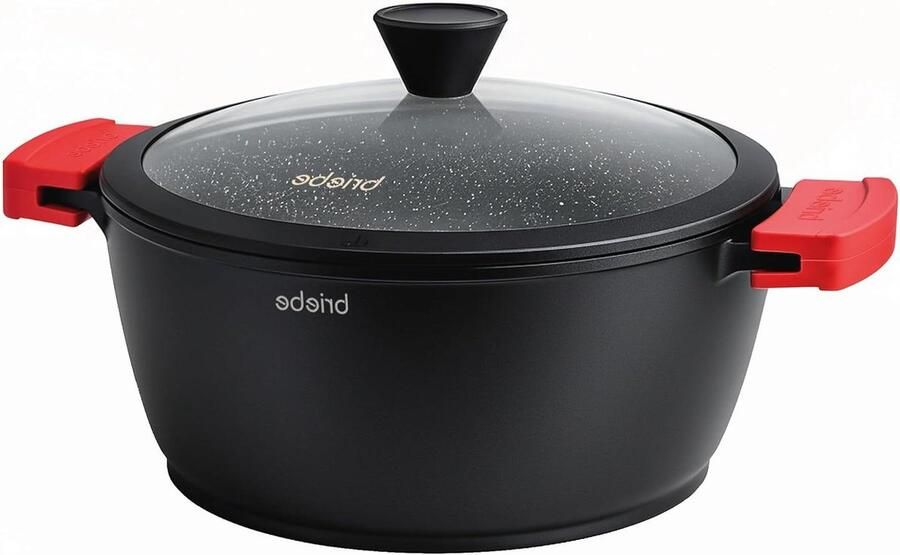 Braadpan Gietaluminium Kookpan Stoofpan Gezond Koken Titanium Versterkt 24 cm Zwart
