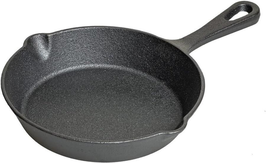 Braadpan Gietijzer 16 cm met Anti-aanbaklaag Inclusief Deksel en Rooster Geschikt voor Alle Kooktoestellen Inclusief Inductie Handvatten met Levenslange Garantie Ecoductie