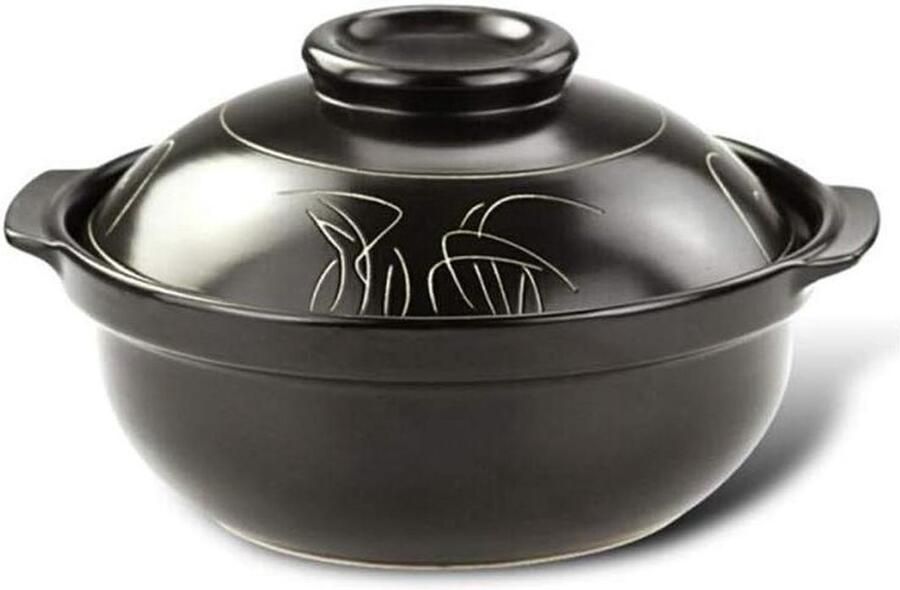 Braadpan Gietijzer Kookpot Stoofpot Langzaam Koken Unieke Ventilatieholte 3200 ml Zwart