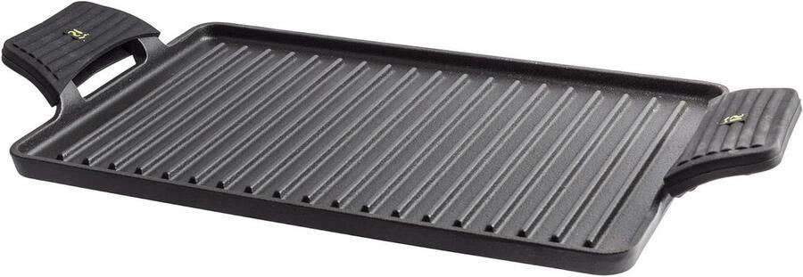 Braadpan Gietijzer Ovenschaal Pan Professioneel Koken Gelijkmatige Warmte 43 x 23 cm Zwart
