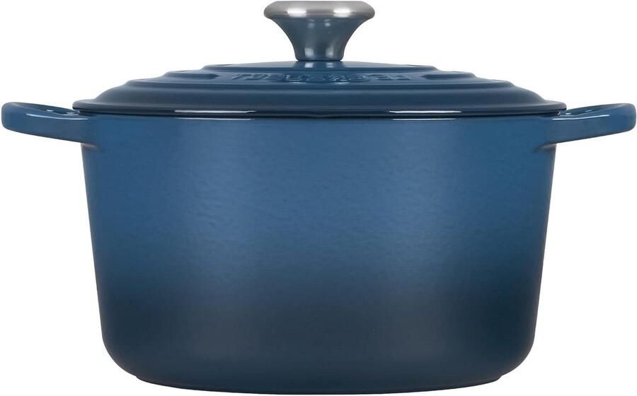 Braadpan Gietijzer Ovenschaal Stoofpan Langzaam Garen Gelijkmatige Warmteverdeling 24 cm Indigo